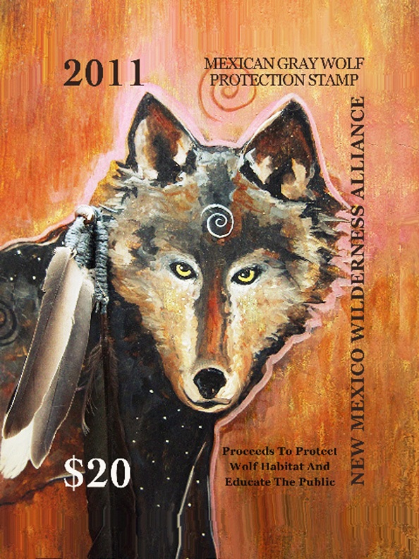 New Mexico Wolf Stamp designed by Virginia
                    Maria Romero